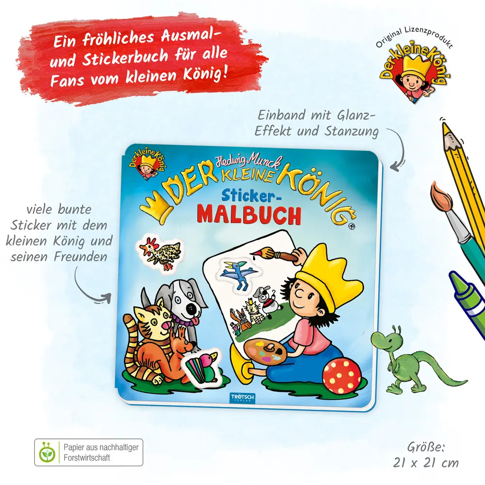 Bild: 9783965526709 | Trötsch Der kleine König Malbuch Stickermalbuch | Trötsch Verlag