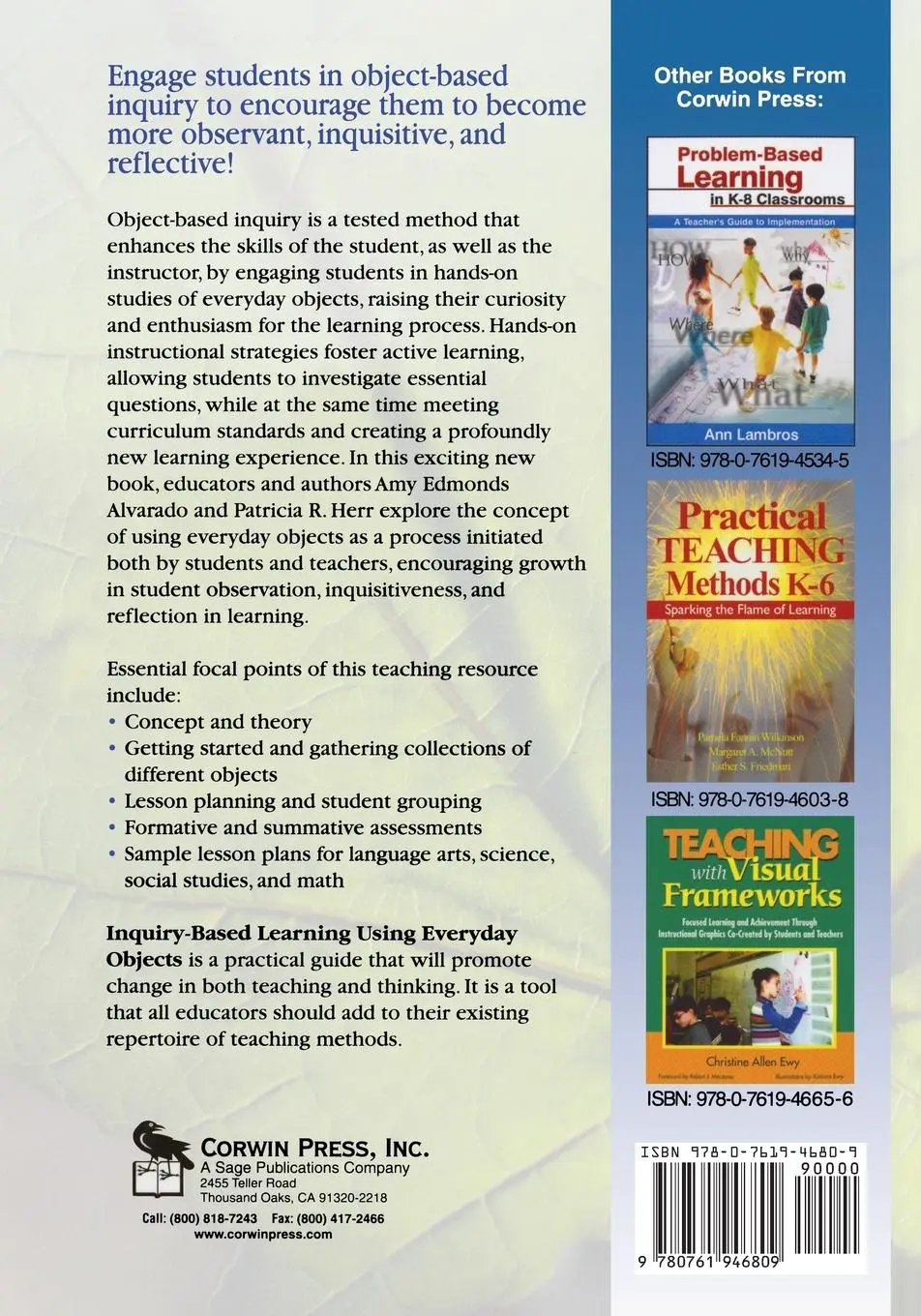 Rückseite: 9780761946809 | Inquiry-Based Learning Using Everyday Objects | Alvarado (u. a.)