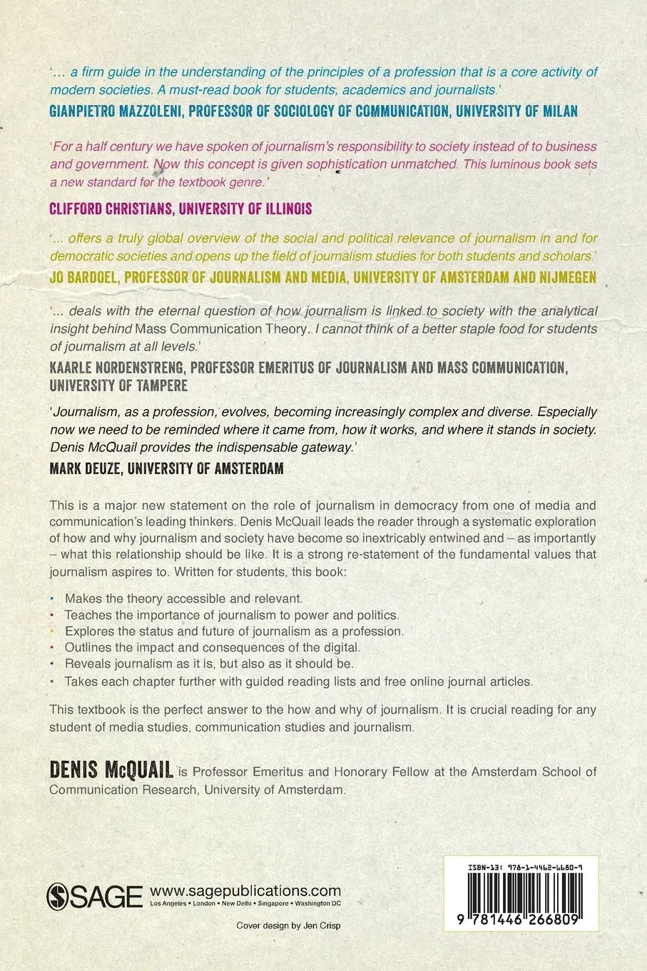 Rückseite: 9781446266809 | Journalism and Society | Denis Mcquail | Taschenbuch | Englisch | 2013