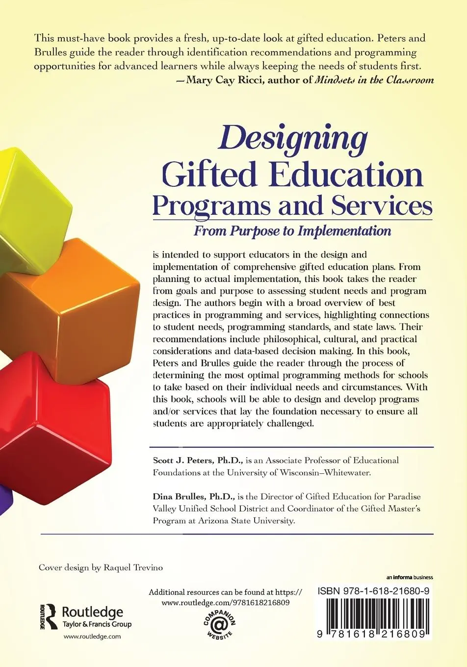 Rückseite: 9781618216809 | Designing Gifted Education Programs and Services | Peters (u. a.)