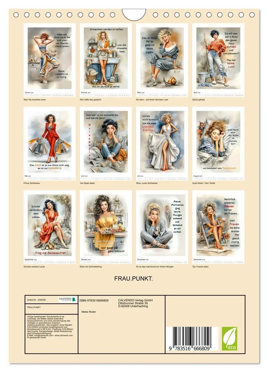 Bild: 9783516666809 | FRAU.PUNKT. (Wandkalender 2026 DIN A4 hoch), CALVENDO Monatskalender