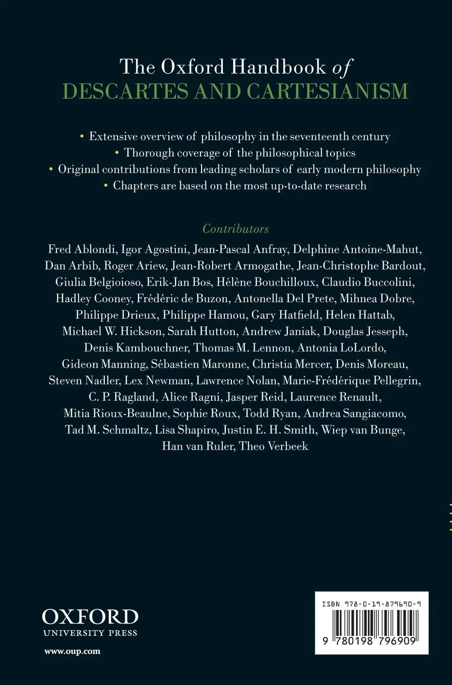 Rückseite: 9780198796909 | The Oxford Handbook of Descartes and Cartesianism | Nadler (u. a.)