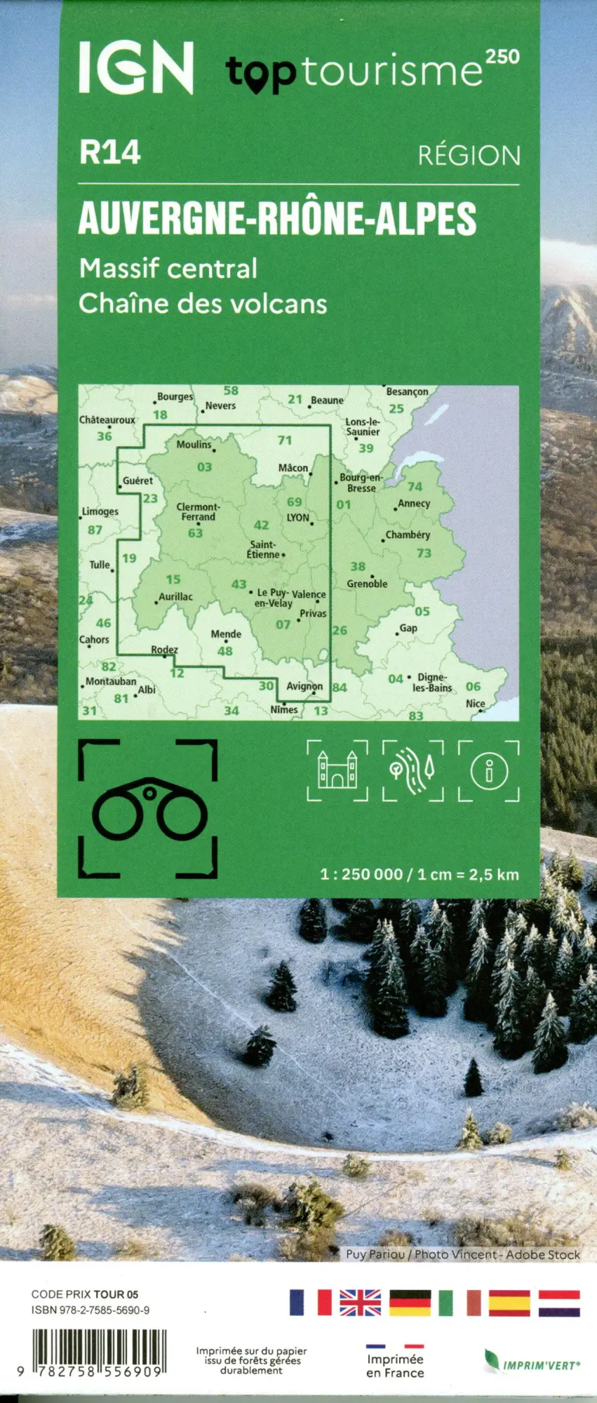 Bild: 9782758556909 | R14 Auvergne Rhône-Alpes Massif Central | (Land-)Karte | Französisch