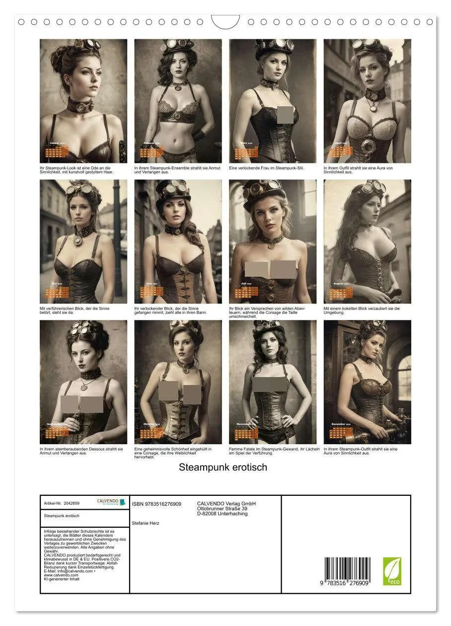 Bild: 9783516276909 | Steampunk erotisch (Wandkalender 2026 DIN A3 hoch), CALVENDO...