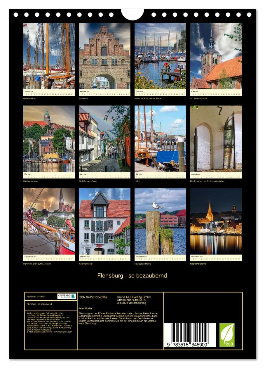 Bild: 9783516346909 | Flensburg - so bezaubernd (Wandkalender 2026 DIN A4 hoch), CALVENDO...