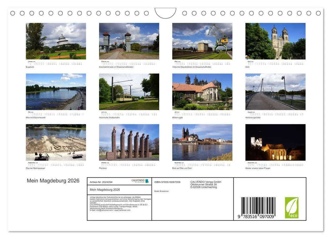 Bild: 9783516097009 | Mein Magdeburg 2026 (Wandkalender 2026 DIN A4 quer), CALVENDO...