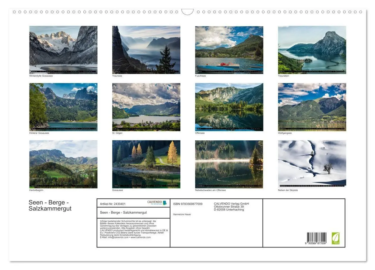 Bild: 9783569877009 | Seen - Berge - Salzkammergut (Wandkalender 2027 DIN A2 quer),...