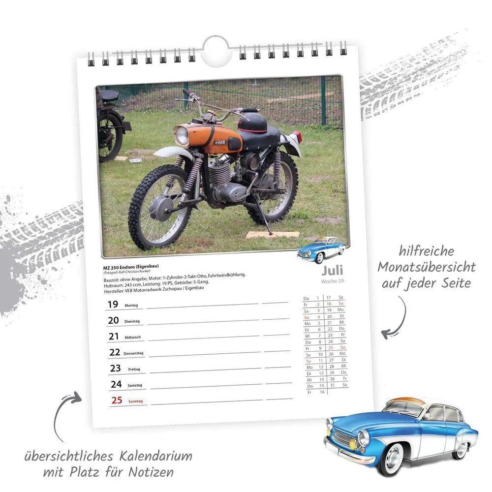 Bild: 9783988027009 | TRÖTSCH - Wochenkalender zum Hängen DDR-Fahrzeuge 2027 | Wandkalender