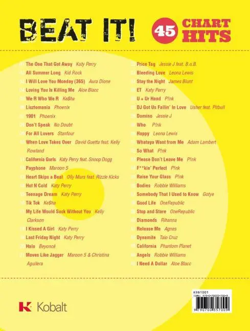 Bild: 9790700357009 | Beat It! - 45 Chart Hits für Klavier, Gitarre &amp; Gesang. Tl.1 | Buch