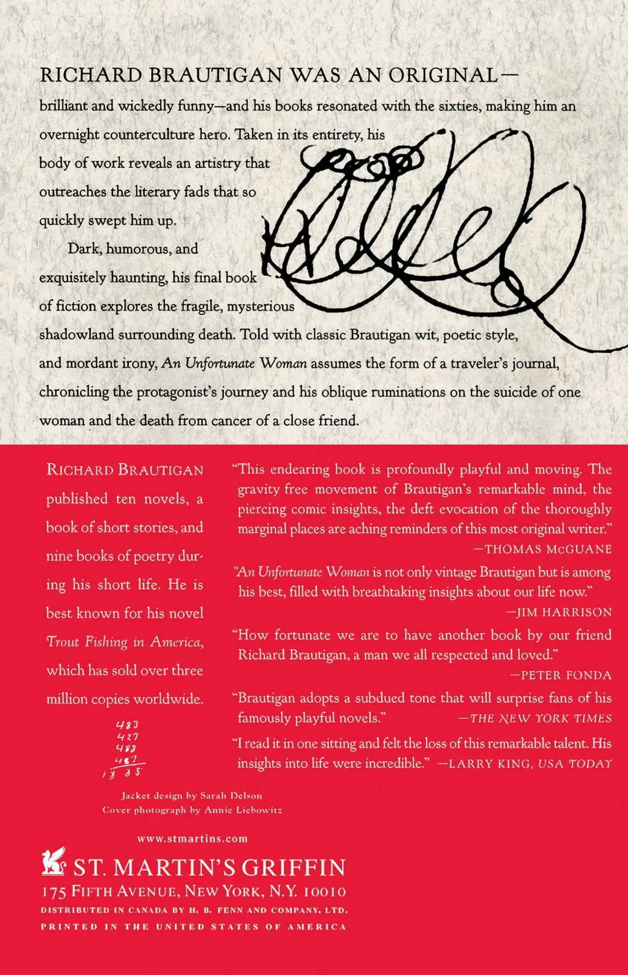 Rückseite: 9780312277109 | An Unfortunate Woman | A Journey | Richard Brautigan | Taschenbuch