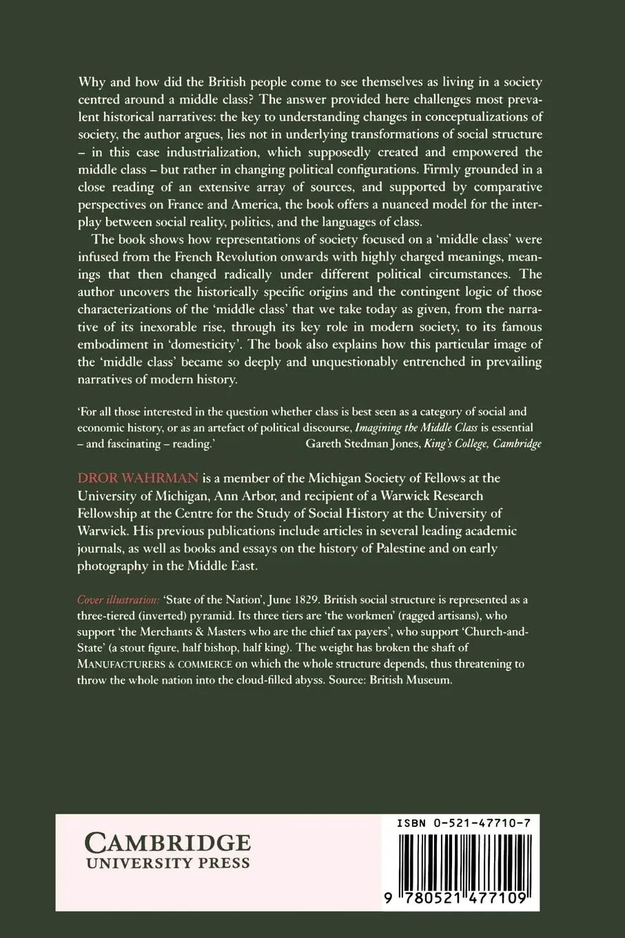 Rückseite: 9780521477109 | Imagining the Middle Class | Dror Wahrman | Taschenbuch | Englisch