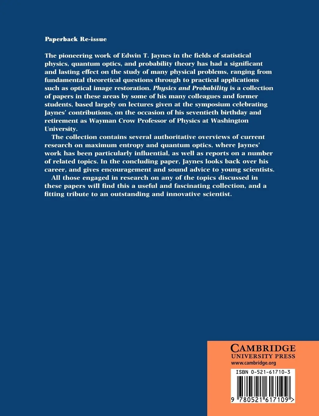 Rückseite: 9780521617109 | Physics and Probability | P. W. Milonni | Taschenbuch | Paperback