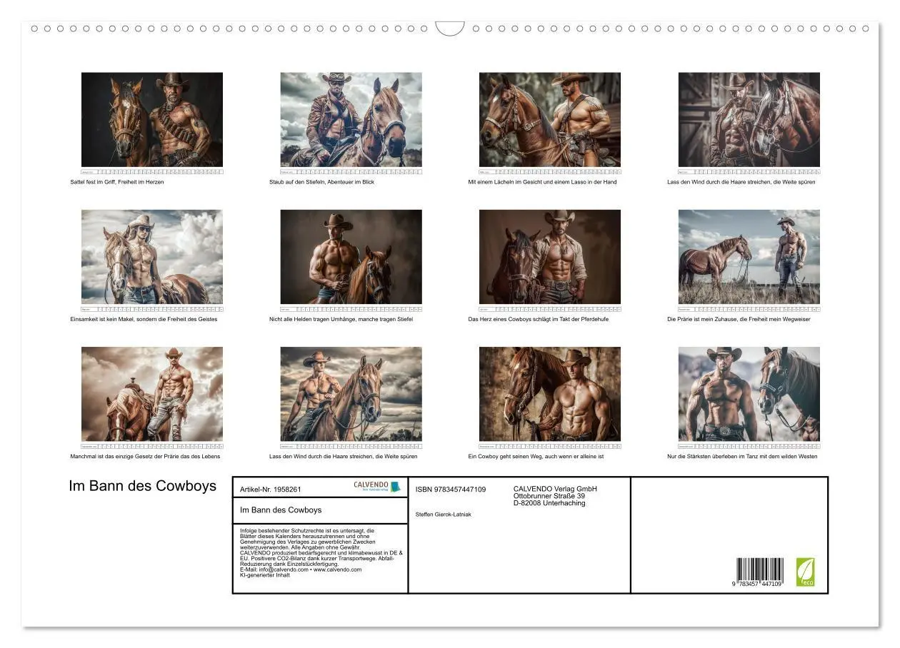 Bild: 9783457447109 | Im Bann des Cowboys (Wandkalender 2026 DIN A2 quer), CALVENDO...