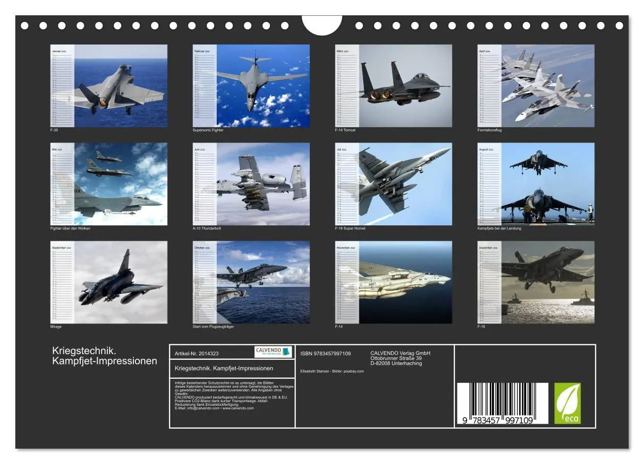 Bild: 9783457997109 | Kriegstechnik. Kampfjet-Impressionen (Wandkalender 2026 DIN A4...