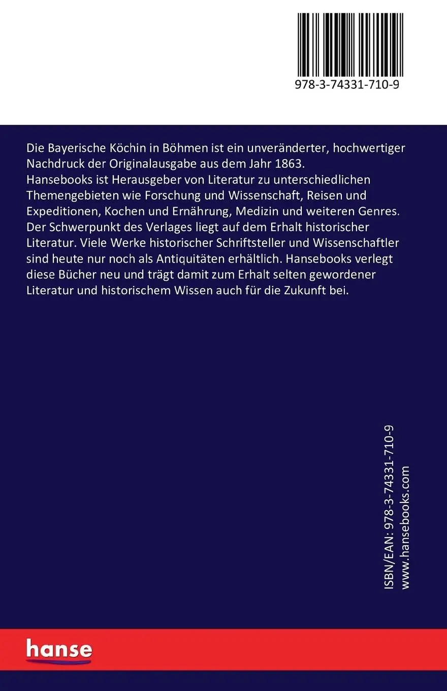 Rückseite: 9783743317109 | Die Bayerische Köchin in Böhmen | Maria Anna Neudecker | Taschenbuch