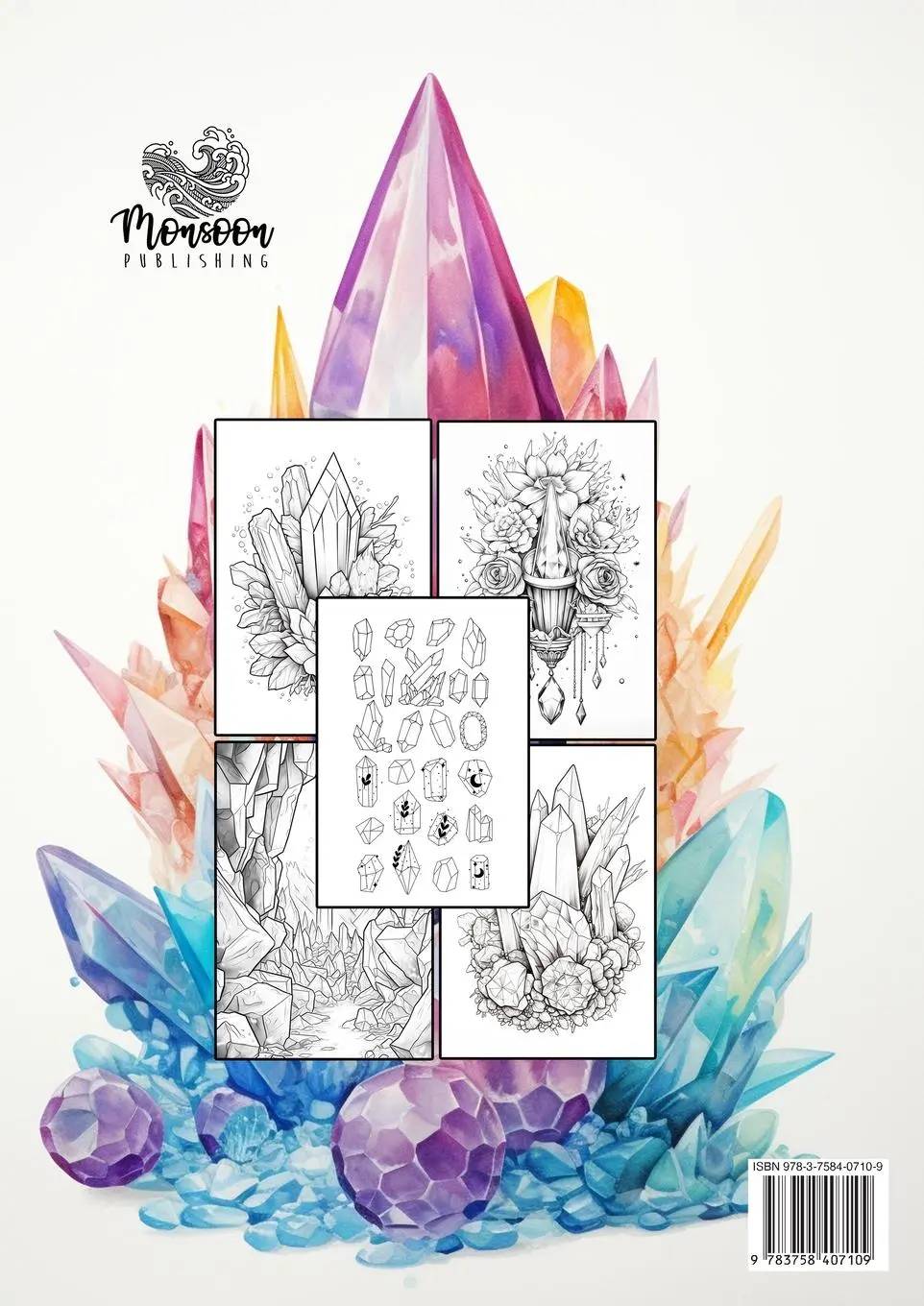 Rückseite: 9783758407109 | Crystals Coloring Book for Adults | Monsoon Publishing | Taschenbuch