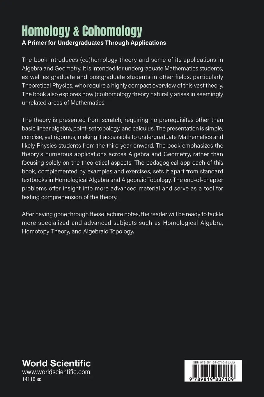 Rückseite: 9789819807109 | HOMOLOGY &amp; COHOMOLOGY | Luca Vitagliano | Taschenbuch | Englisch