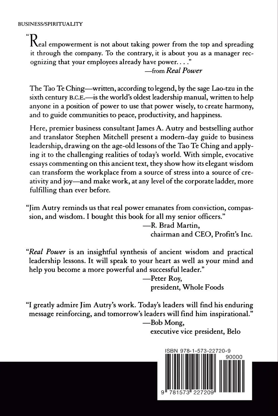 Rückseite: 9781573227209 | Real Power | Business Lessons from the Tao Te Ching | James Autry