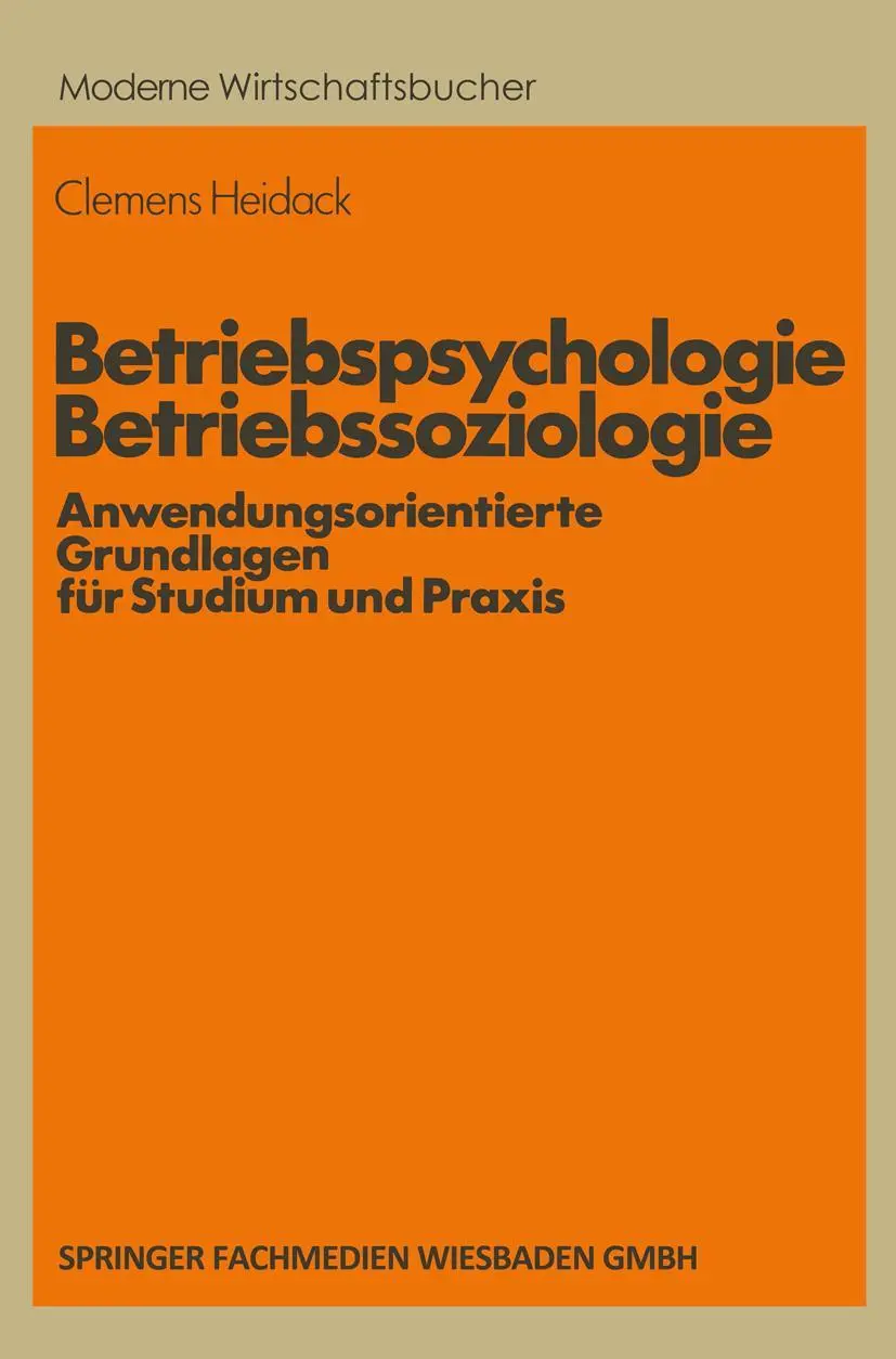 Cover: 9783409397209 | Betriebspsychologie/Betriebssoziologie | Clemens Heidack | Taschenbuch