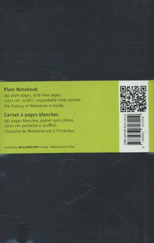 Rückseite: 9788883707209 | Moleskine. Notizbuch blanko groß | Moleskine | Notizbuch | 192 S.