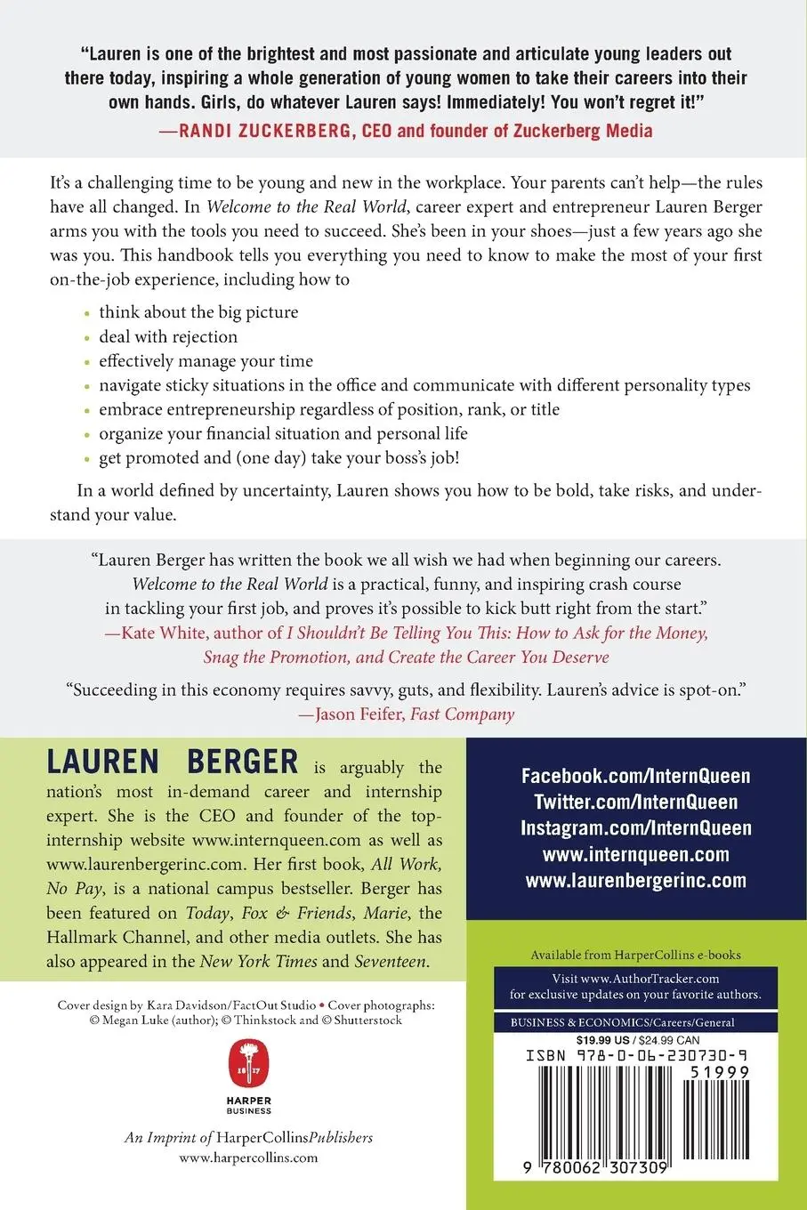 Rückseite: 9780062307309 | WELCOME TO REAL WORLD PB | Lauren Berger | Taschenbuch | Englisch
