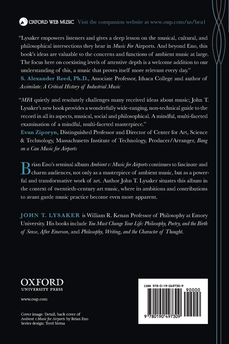 Rückseite: 9780190497309 | Brian Eno's Ambient 1 | Music for Airports | John T Lysaker | Buch