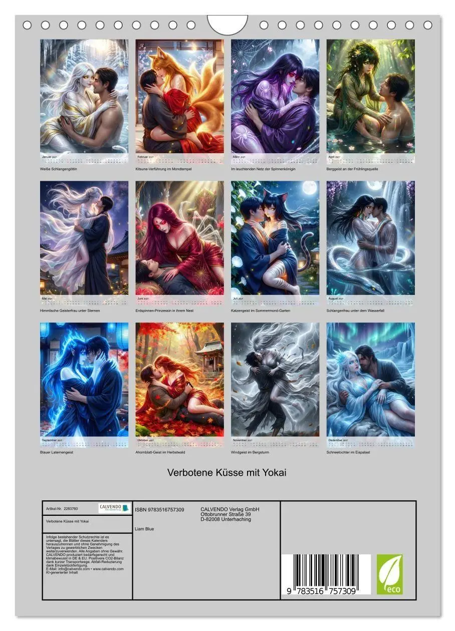 Bild: 9783516757309 | Verbotene Küsse mit Yokai (Wandkalender 2027 DIN A4 hoch), CALVENDO...