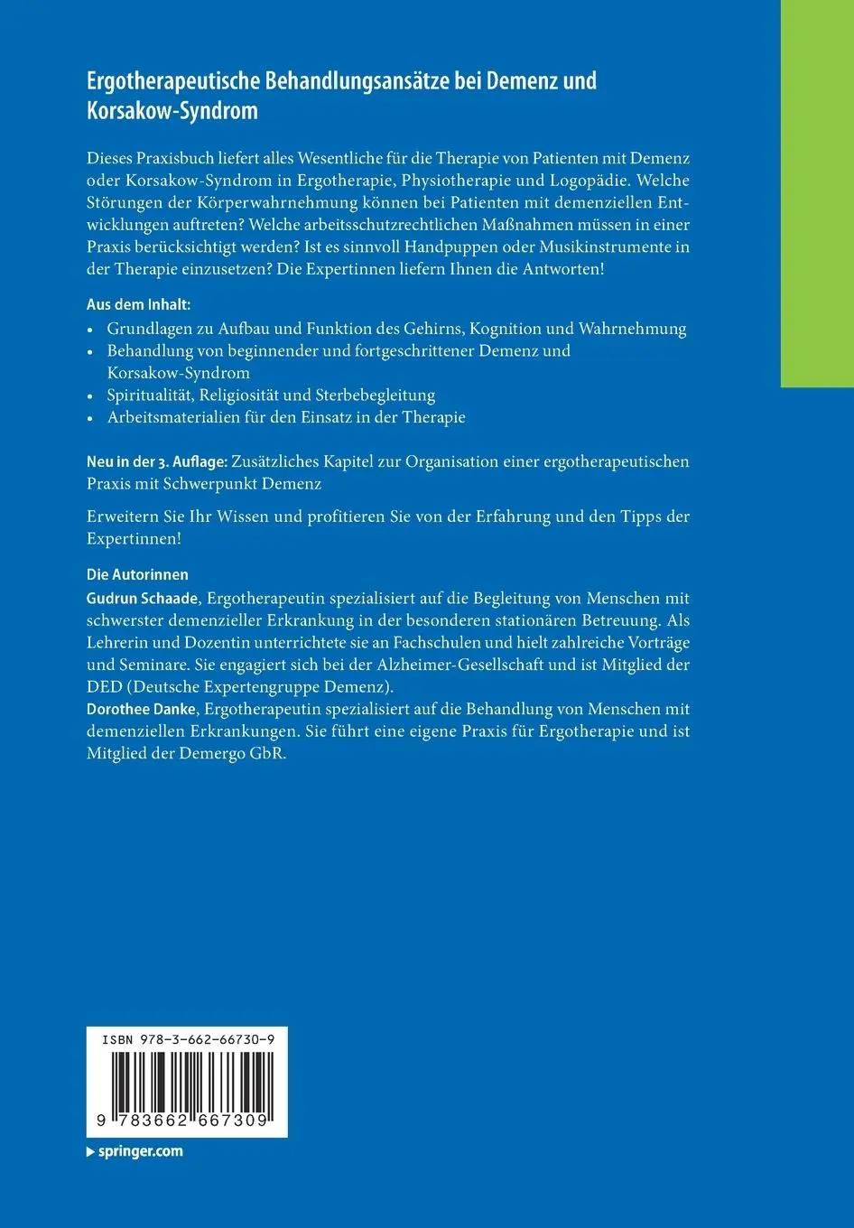 Rückseite: 9783662667309 | Ergotherapeutische Behandlungsansätze bei Demenz und Korsakow-Syndrom