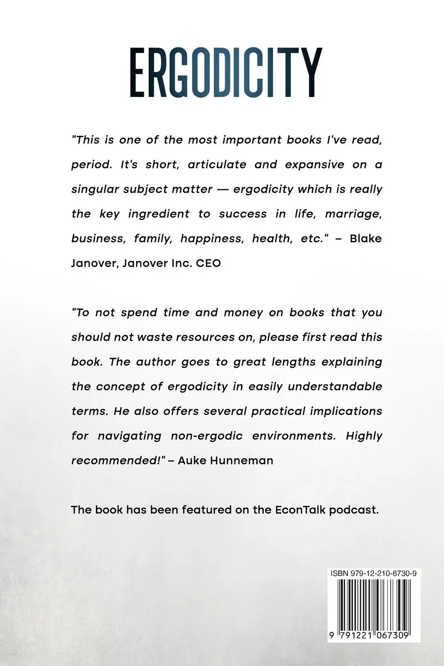 Rückseite: 9791221067309 | Ergodicity | Luca Dellanna | Taschenbuch | Englisch | 2022