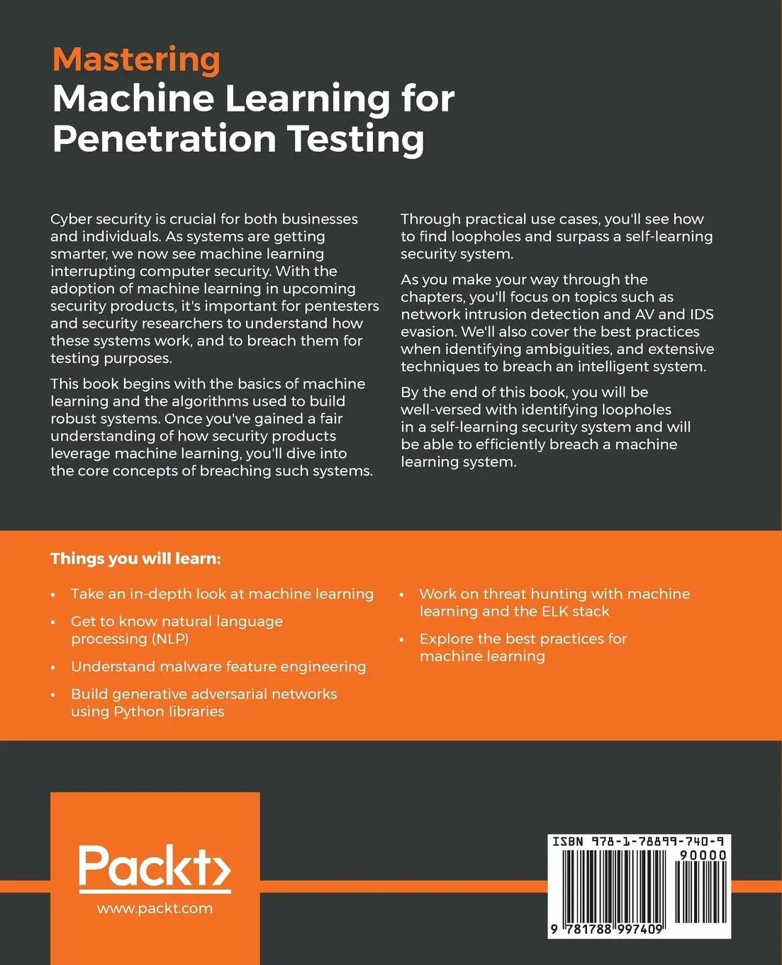 Rückseite: 9781788997409 | Mastering Machine Learning for Penetration Testing | Chiheb Chebbi