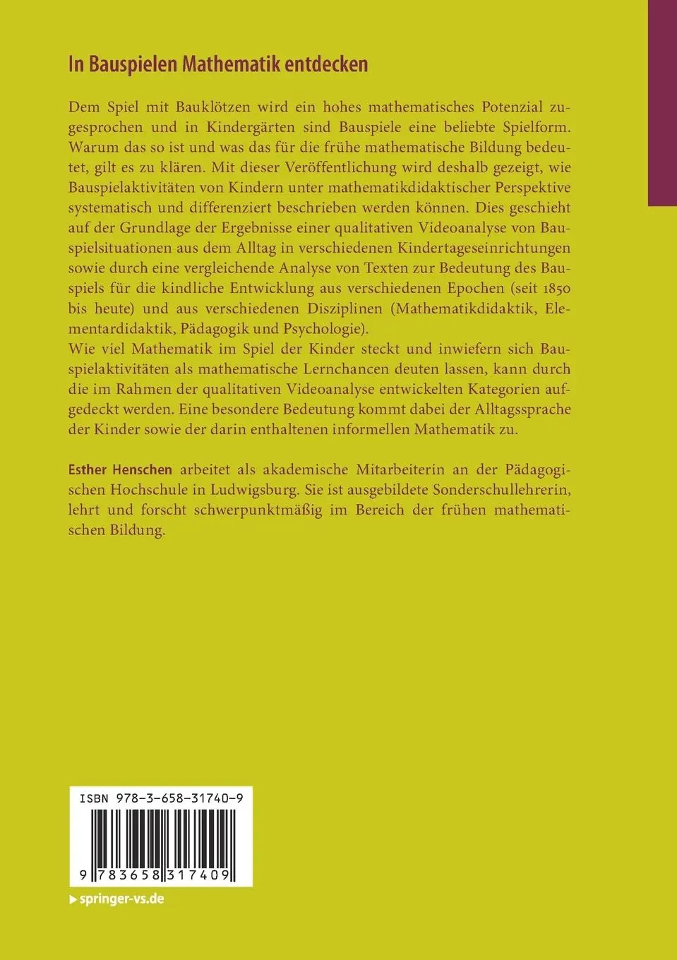 Rückseite: 9783658317409 | In Bauspielen Mathematik entdecken | Esther Henschen | Taschenbuch