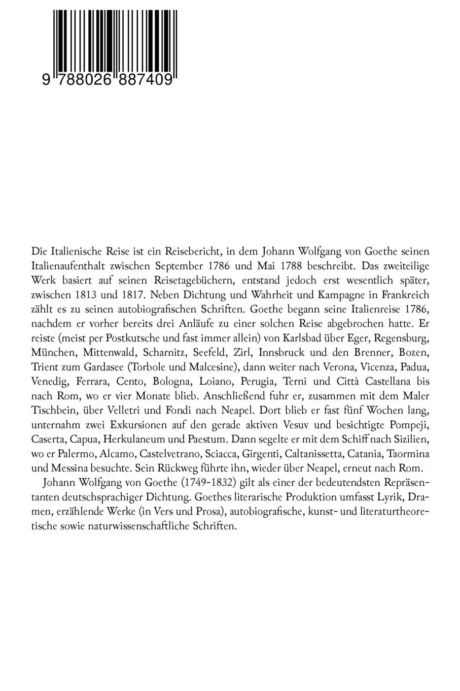 Rückseite: 9788026887409 | Italienische Reise (Ein Reisetagebuch) | Johann Wolfgang von Goethe