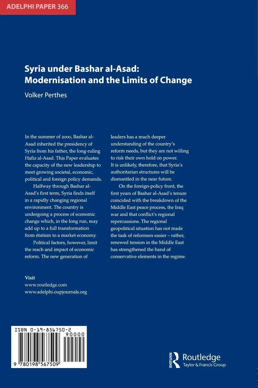 Rückseite: 9780198567509 | Syria Under Bashar Al-Asad Modernisation and the Limits of Change