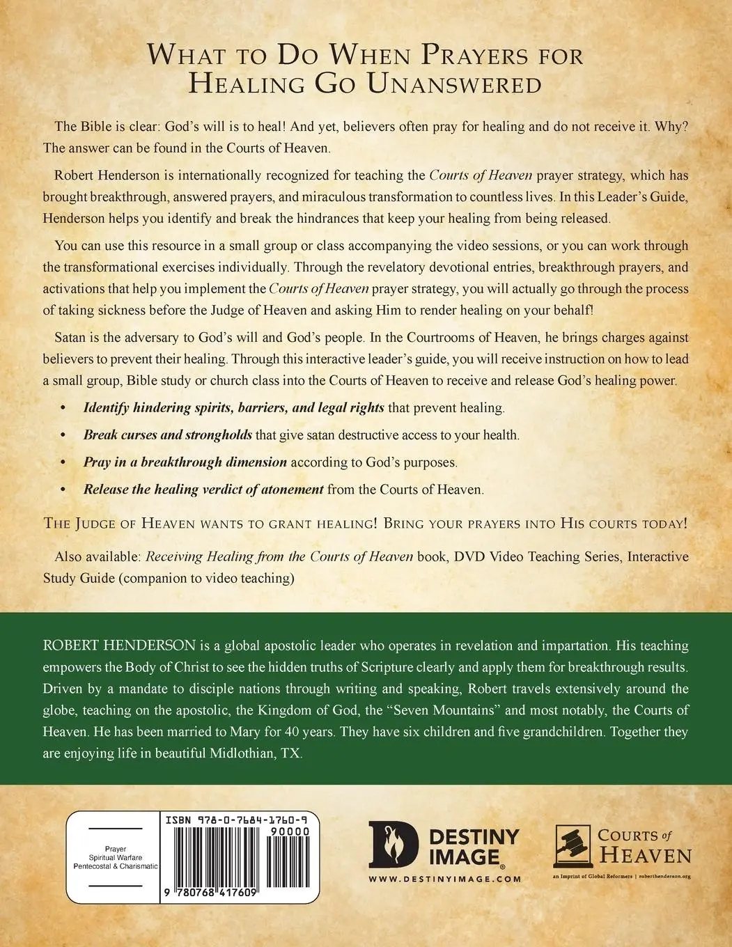 Rückseite: 9780768417609 | Receiving Healing from the Courts of Heaven Leader's Guide | Henderson