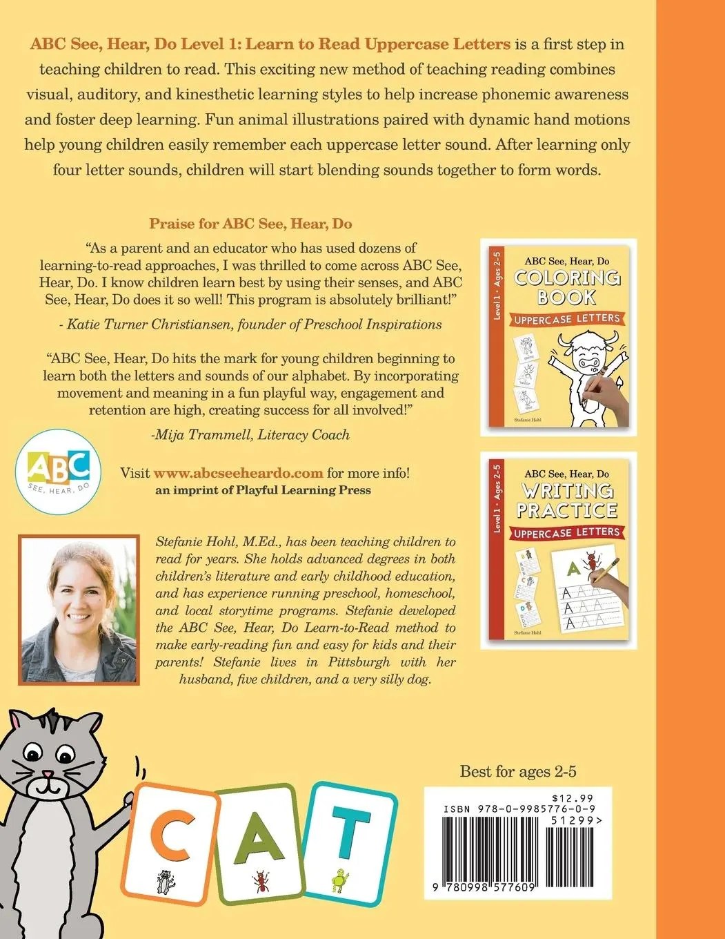 Rückseite: 9780998577609 | ABC See, Hear, Do Level 1 | Learn to Read Uppercase Letters | Hohl