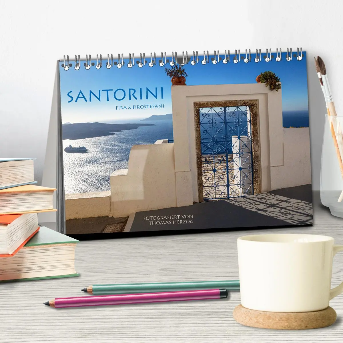 Bild: 9783457637609 | Santorini Fira &amp; Firostefani (Tischkalender 2026 DIN A5 quer),...