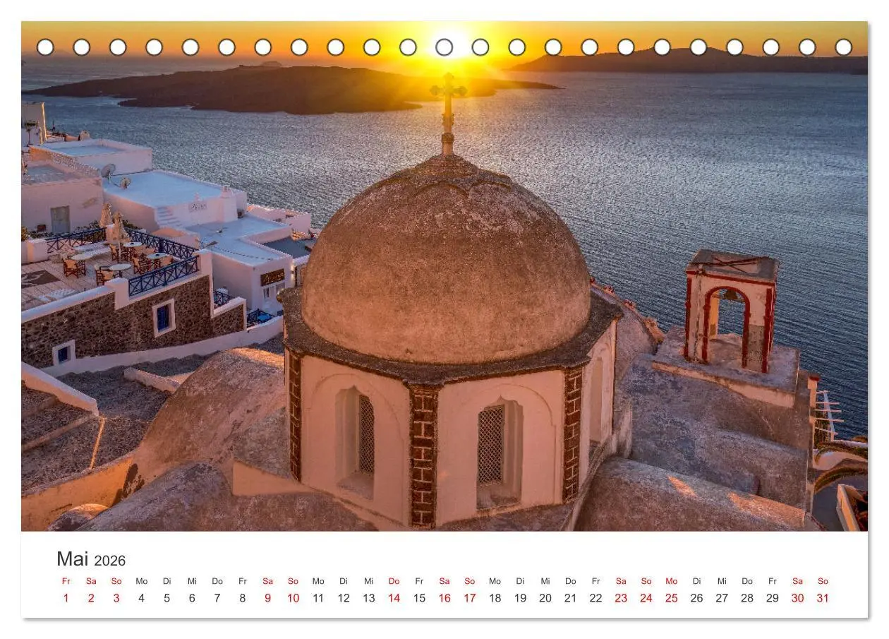 Bild: 9783457637609 | Santorini Fira &amp; Firostefani (Tischkalender 2026 DIN A5 quer),...