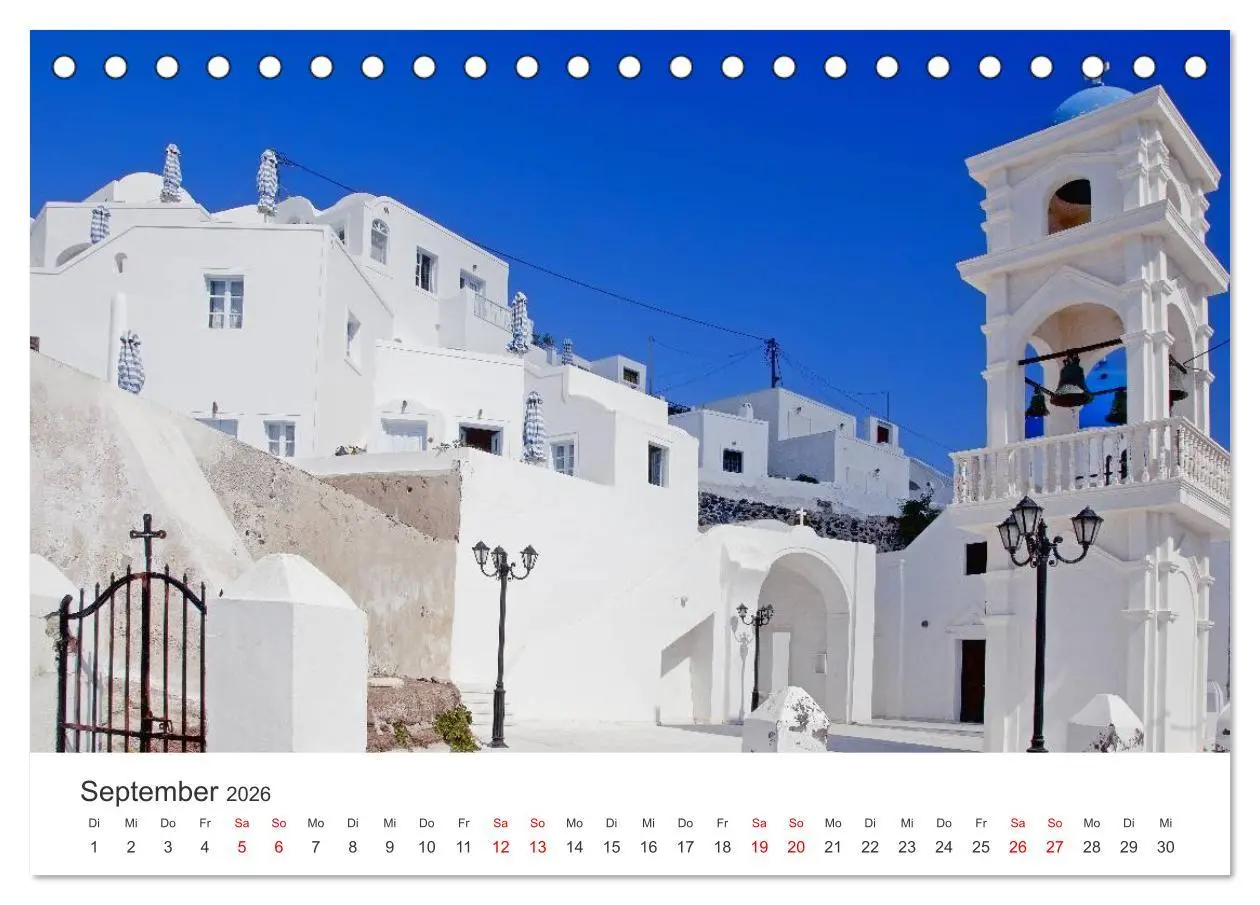 Bild: 9783457637609 | Santorini Fira &amp; Firostefani (Tischkalender 2026 DIN A5 quer),...