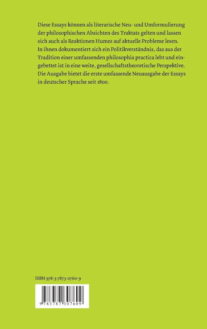 Rückseite: 9783787307609 | Politische und ökonomische Essays / Politische und ökonomische Essays