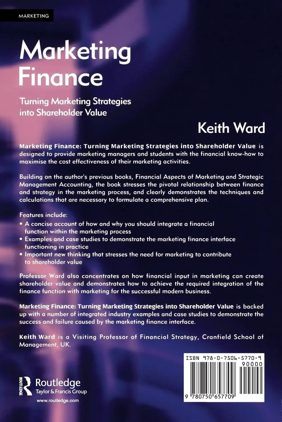 Rückseite: 9780750657709 | Marketing Finance | Keith Ward | Taschenbuch | Englisch | 2003