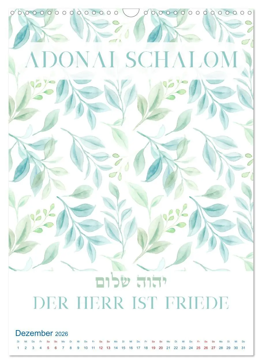 Bild: 9783516267709 | Hebräische Namen Gottes aus der Torah (Wandkalender 2026 DIN A3...