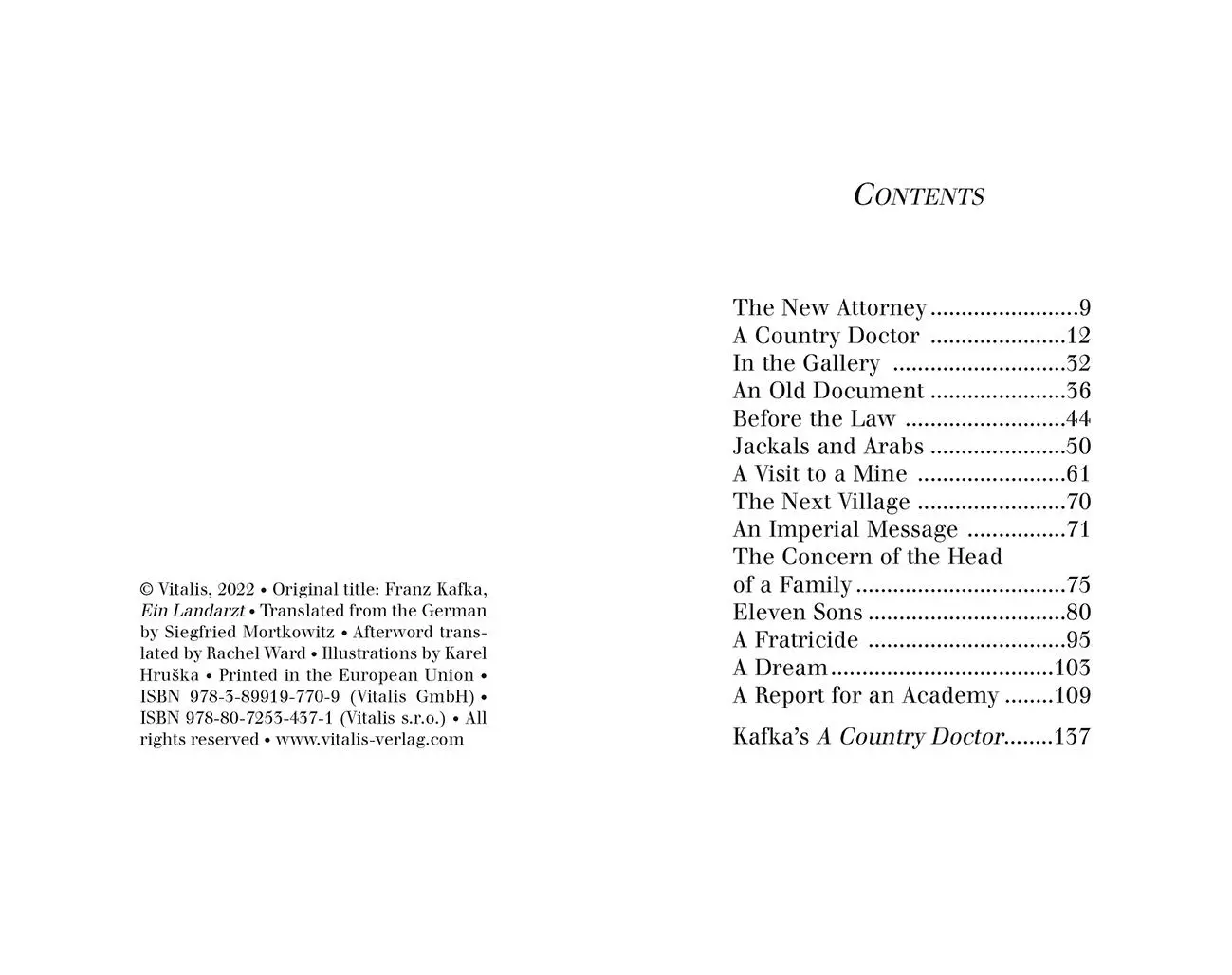 Bild: 9783899197709 | A Country Doctor | Short Stories | Franz Kafka | Taschenbuch | 2022