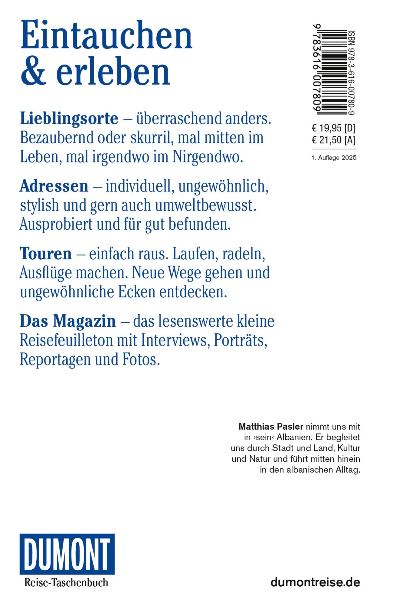Rückseite: 9783616007809 | DUMONT Reise-Taschenbuch Reiseführer Albanien | Matthias Pasler | Buch