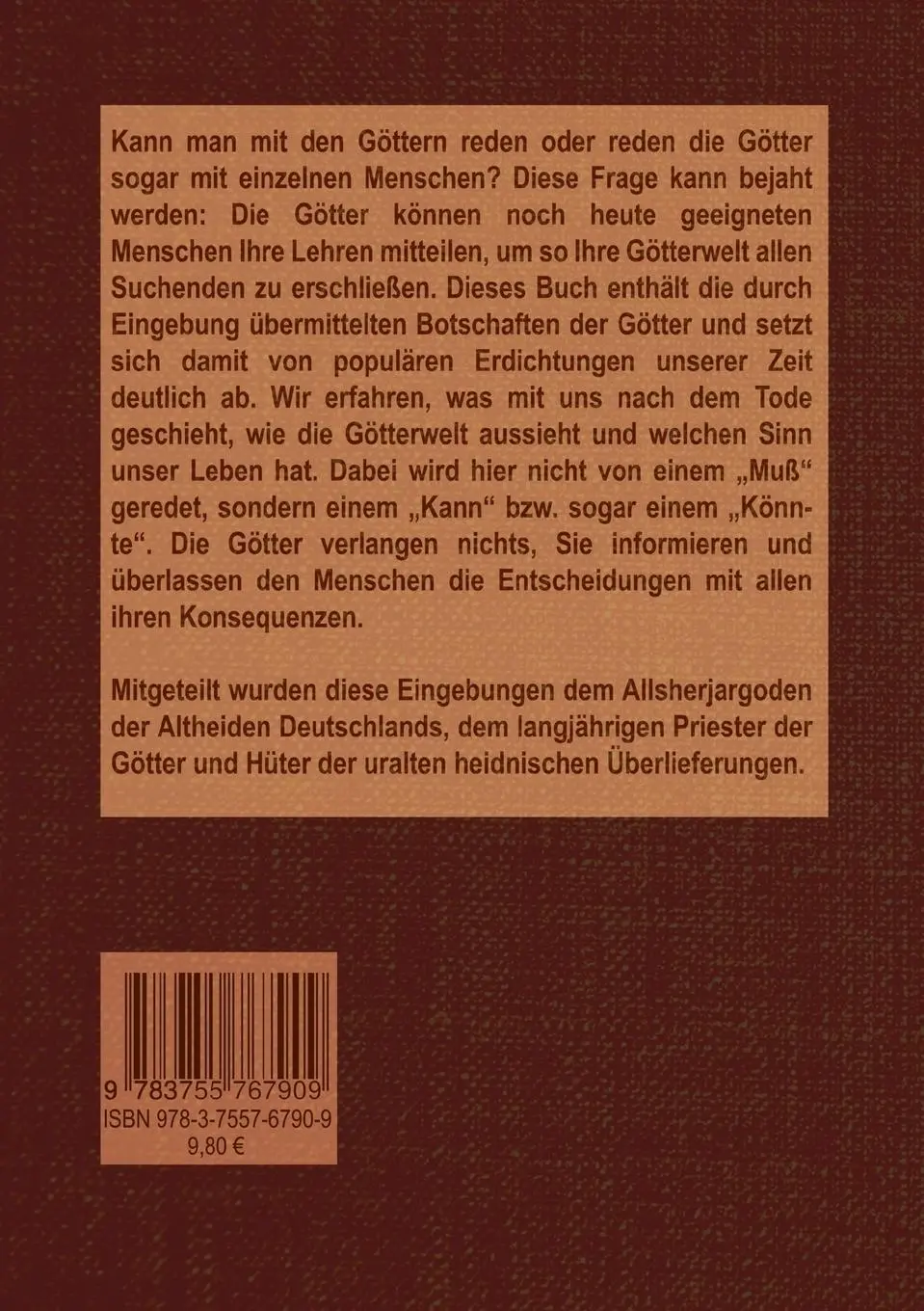 Rückseite: 9783755767909 | Gespräche mit den Göttern | . . . Allsherjargode | Taschenbuch | 2022