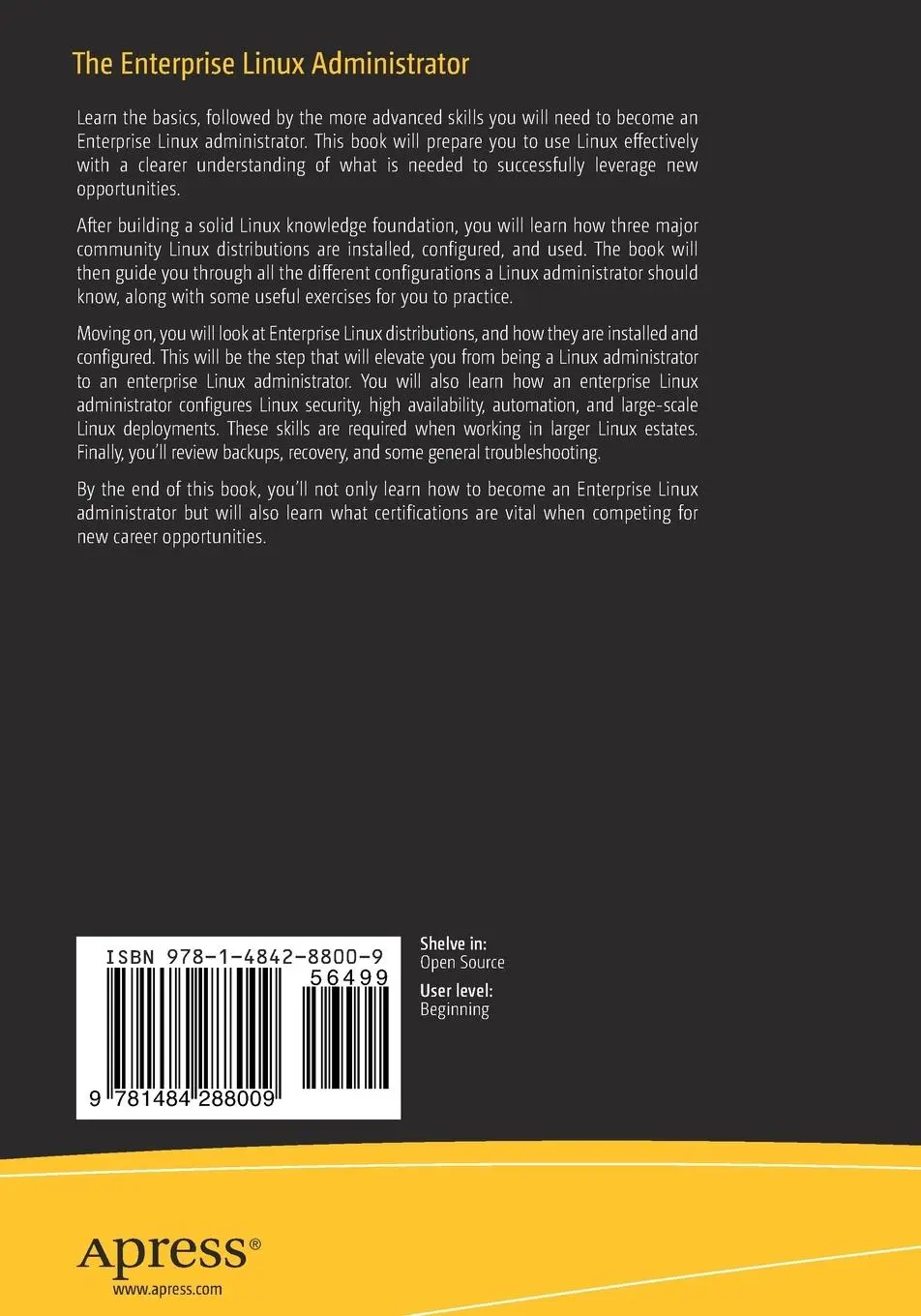 Rückseite: 9781484288009 | The Enterprise Linux Administrator | Journey to a New Linux Career