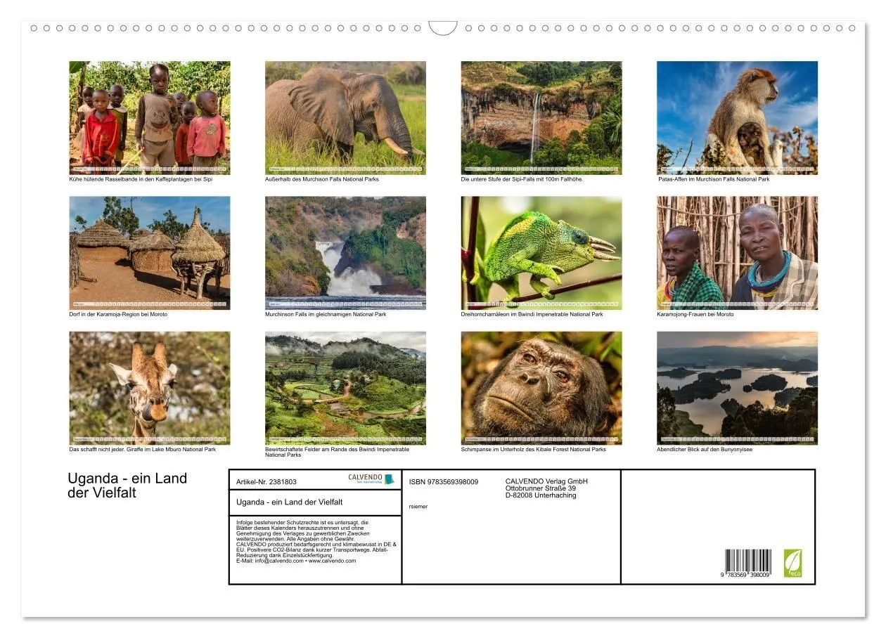 Bild: 9783569398009 | Uganda - ein Land der Vielfalt (Wandkalender 2027 DIN A2 quer),...