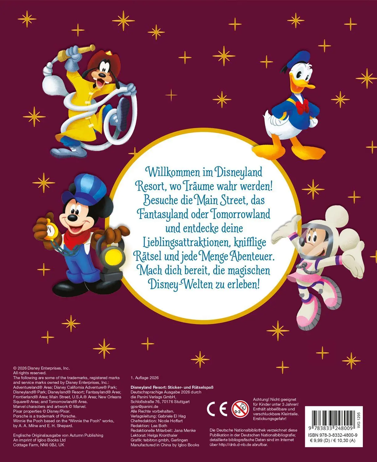 Rückseite: 9783833248009 | Disney: Disneyland Resort: Sticker- und Rätselspaß | Panini (u. a.)