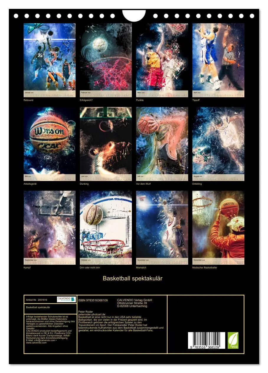 Bild: 9783516368109 | Basketball spektakulär (Wandkalender 2026 DIN A4 hoch), CALVENDO...
