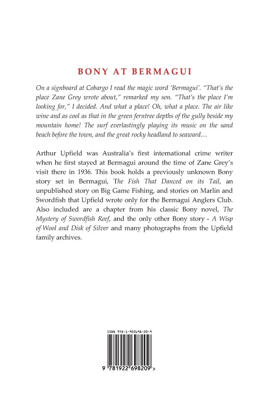 Rückseite: 9781922698209 | Bony At Bermagui | Arthur W. Upfield | Taschenbuch | Englisch | 2022