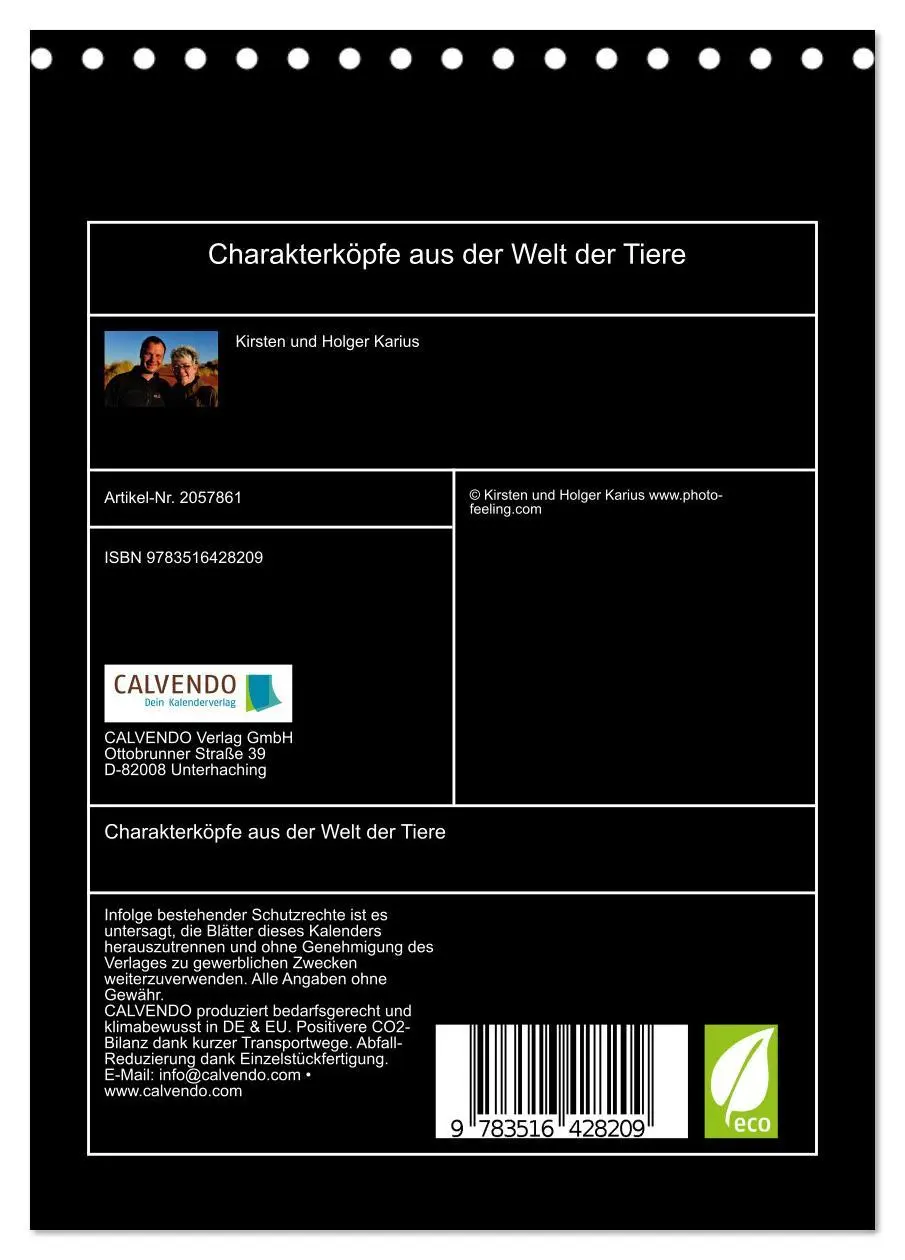 Bild: 9783516428209 | Charakterköpfe aus der Welt der Tiere (Tischkalender 2026 DIN A5...